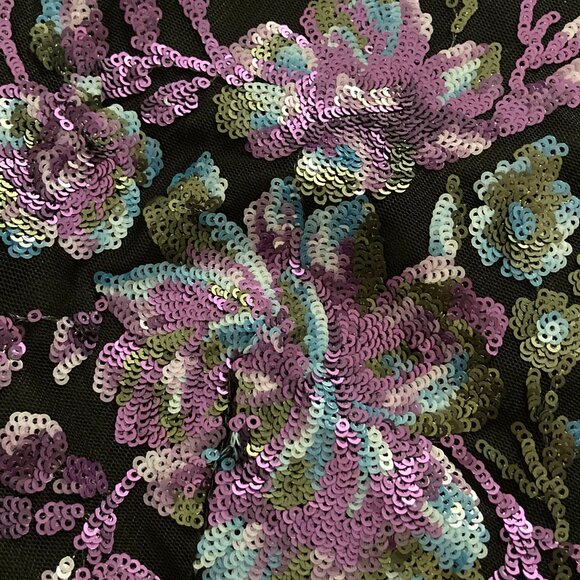 NWOT WHITE HOUSE BLACK MARKET BLACK HALTER DRESS with COLORFUL SEQUIN ACCENTS - Picture 6 of 14